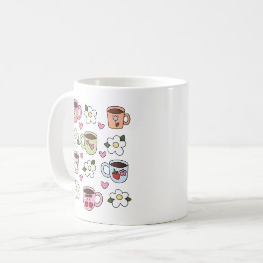 Kawaii tea cup and flowers  kaffeetasse (Vorderseite Links)