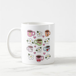 Kawaii tea cup and flowers kaffeetasse