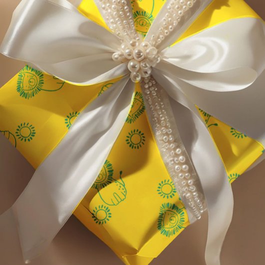 Kawaii Teal Lions & Sunshine – Cute Pattern Geschenkpapier