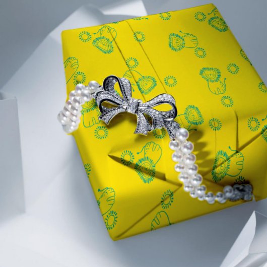 Kawaii Teal Lions & Sunshine – Cute Pattern Geschenkpapier Set