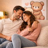 Kawaii Teddy Bear Hug Poster