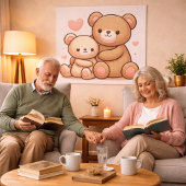 Kawaii Teddy Bear Hug Poster