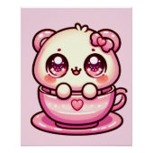 Kawaii Teddy Bear im Cup Poster (Vorderseite)