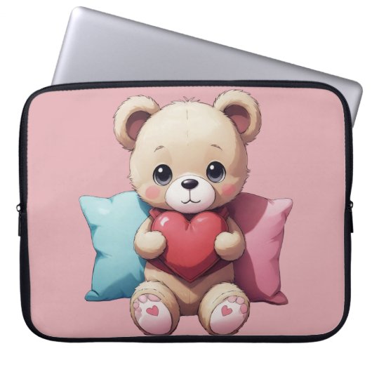 Kawaii Teddy Bear Laptopschutzhülle (Vorderseite)