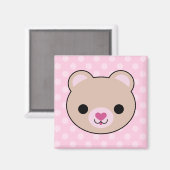 Kawaii Teddy Bear Pink Polka Dots Magnet (Vorderseite/Rückseite)