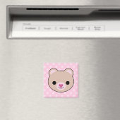 Kawaii Teddy Bear Pink Polka Dots Magnet (In Situ (Geschirrspüler))