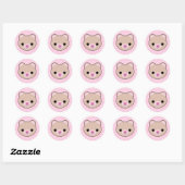 Kawaii Teddy Bear Pink Polka Dots Stickers (Blatt)