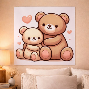 Kawaii-Teddybär-Umarmen-Poster Poster