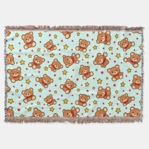 Kawaii-Teddybären und Sterne Muster Decke