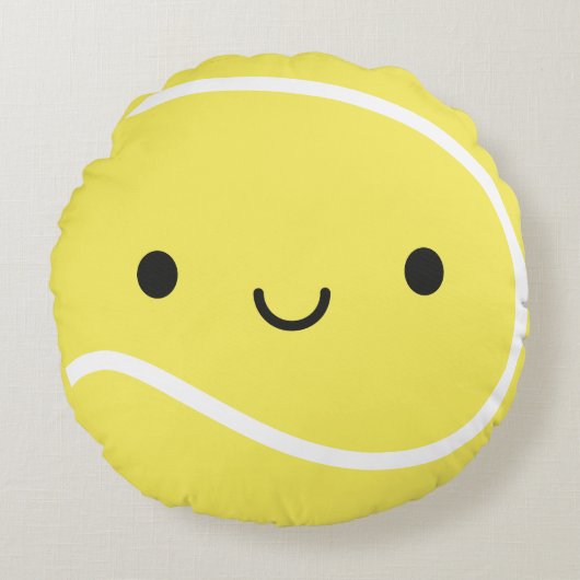 Kawaii Tennis Ball Rundes Kissen (Vorderseite)
