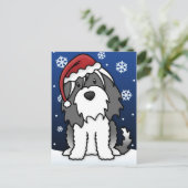 Kawaii Tibetan Terrier Weihnachtskarte Feiertagspostkarte (Stehend Vorderseite)