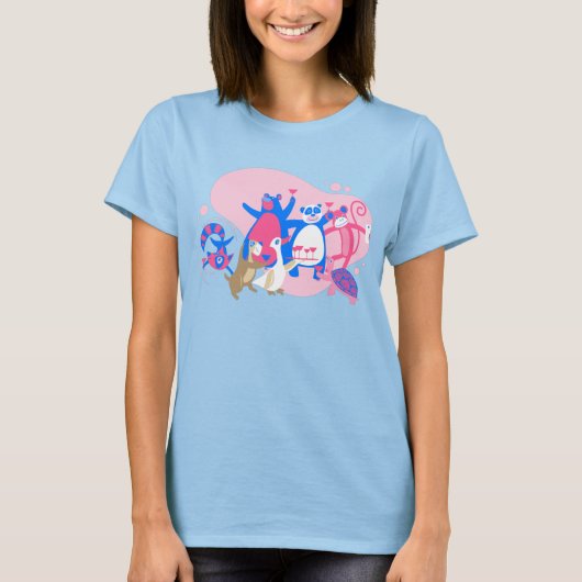 Kawaii-Tier-Party selfie lustig T-Shirt (Vorderseite)