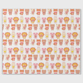 Kawaii Tiere mit Lebensmitteln Geschenkpapier (Flach)