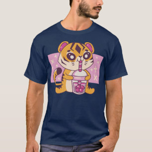 Kawaii Tiger Baby mit Boba Tee Niedlicher japanisc