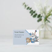 Kawaii Tiger, Bluer Milchshake & Bootsgeist Visitenkarte (Stehend Vorderseite)