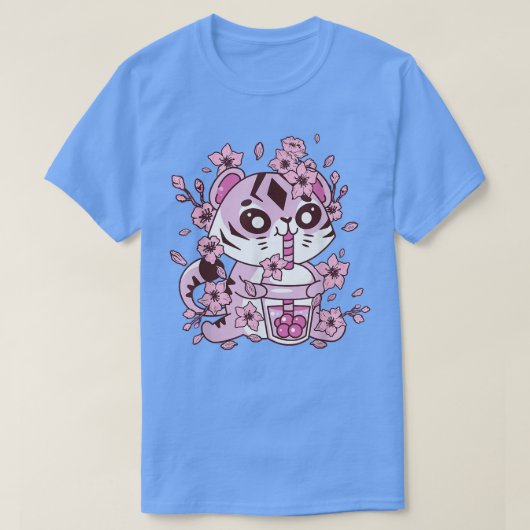 Kawaii Tiger mit Bubble Tee und Boba Tee und Saku (Design vorne)