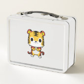Kawaii Tiger White Metal Lunchbox (Rückseite)