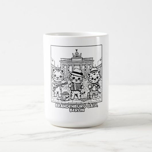 Kawaii Tigers am Brandenburger Tor Berlin Kaffeetasse (Mittel)