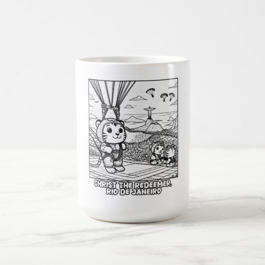 Kawaii Tigers bei Christ the Redeemer, Rio Kaffeetasse (Mittel)