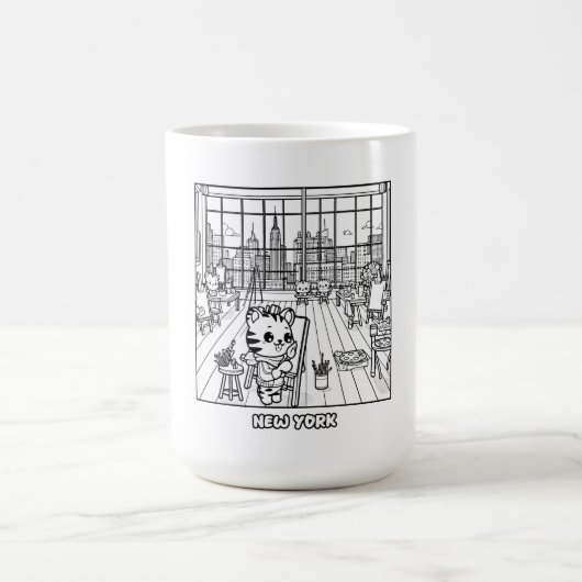 Kawaii Tigers in einem Art Studio in New York Kaffeetasse (Mittel)