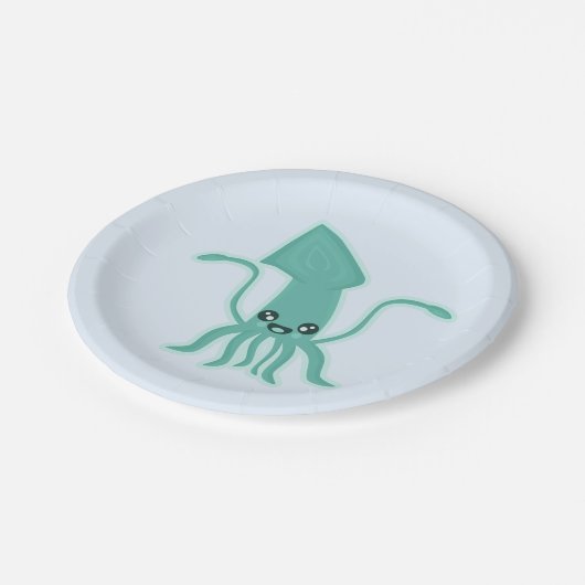 Kawaii Tintenfisch Pappteller (Schrägansicht)