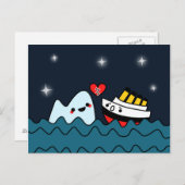 Kawaii Titanic Ship Iceberg Herzerbrochene Postkar Postkarte (Vorne/Hinten)