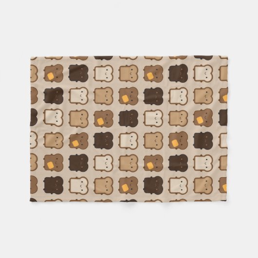 Kawaii Toast Fleecedecke (Vorderseite (Horizontal))