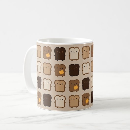 Kawaii Toast Kaffeetasse (Vorderseite Links)