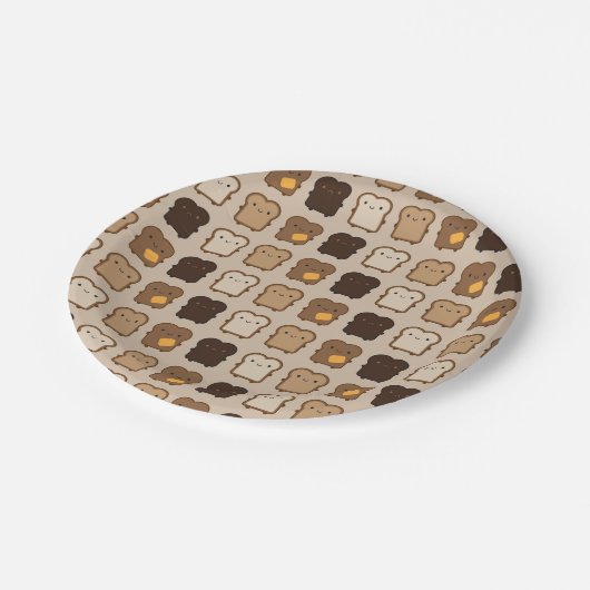 Kawaii Toast Pappteller (Schrägansicht)