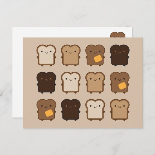 Kawaii Toast Postkarte (Vorne/Hinten)