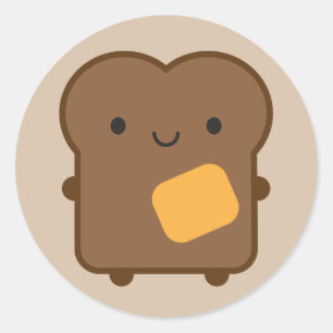 Kawaii Toast Runder Aufkleber