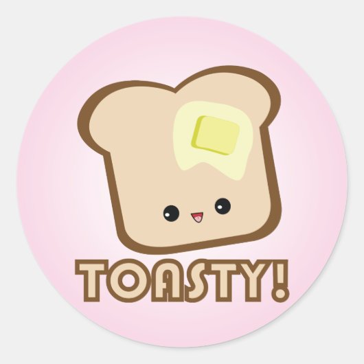 Kawaii Toasty! Toastaufkleber Runder Aufkleber (Vorderseite)
