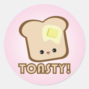 Kawaii Toasty! Toastaufkleber Runder Aufkleber