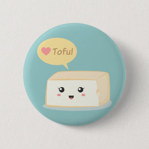 Kawaii-Tofu, das Menschen bittet, Tofu zu lieben Button