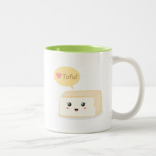 Kawaii Tofu, das Menschen bittet, Tofu zu lieben Zweifarbige Tasse