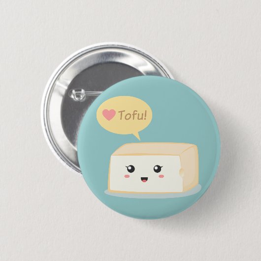 Kawaii Tofu, der Leute zum Liebetofu fragt Button (Vorne & Hinten)