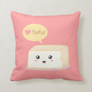 Kawaii Tofu, der Leute zum Liebetofu fragt Kissen