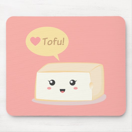 Kawaii Tofu, der Leute zum Liebetofu fragt Mousepad (Vorne)