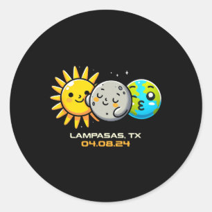 Kawaii Total Solar Eclipse Lampasas Texas Runder Aufkleber