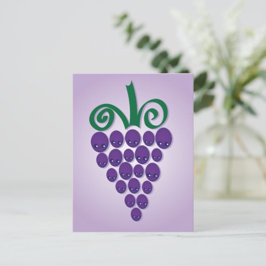 Kawaii Trauben Postkarte (Stehend Vorderseite)