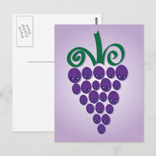 Kawaii Trauben Postkarte (Vorne/Hinten)
