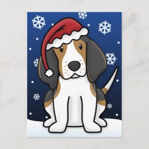 Kawaii Treeing Walker Coonhound Weihnachtspostkart Feiertagspostkarte
