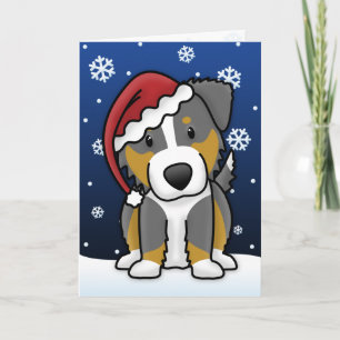 Kawaii Tri Australian Shepherd Christmas Card Feiertagskarte