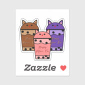 Kawaii Trio Meow Tea Vinyl Sticker (Blatt)