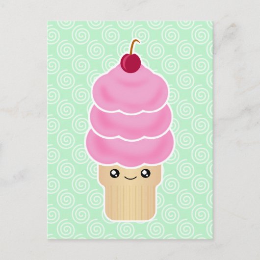 Kawaii-Triple-Scoop-Eis Postkarte (Vorderseite)