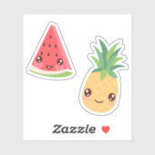 Kawaii Tropical Fruit Duo | Wassermelone und Anana Aufkleber (Blatt)