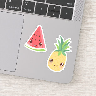 Kawaii Tropical Fruit Duo   Wassermelone und Anana Aufkleber