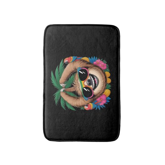 Kawaii Tropical Sloth – Cute Summer Vibes Rainbow  Badematte (Vorderseite Vertikal)