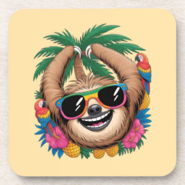 Kawaii Tropical Sloth – Cute Summer Vibes Rainbow Getränkeuntersetzer