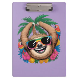 Kawaii Tropical Sloth – Cute Summer Vibes Rainbow Klemmbrett